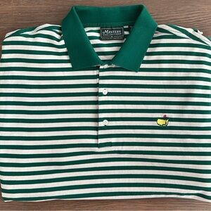 Masters Collection Green and White Striped Short‎ Sleeve Polo Shirt Size XL